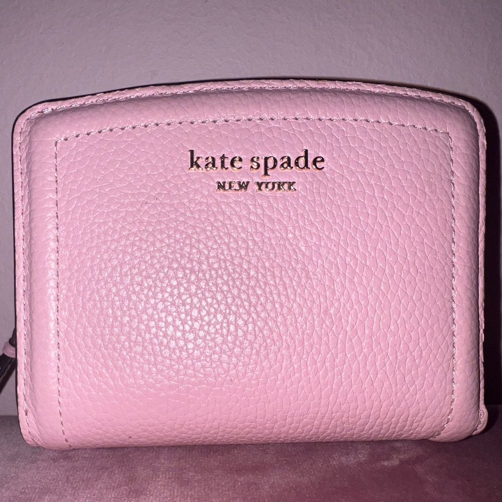 kate spade Pink Pebbled Leather Zip Wallet